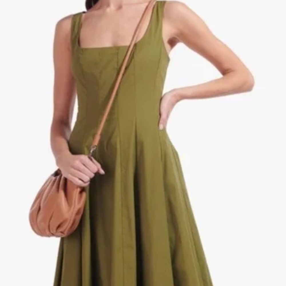 STAUD Wells Dress - Olive- 10